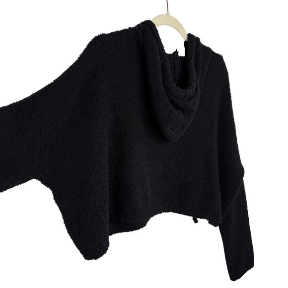 Modern Citizen Black Hooded Cropped Textured Sweater, L - Picture 4 of 7